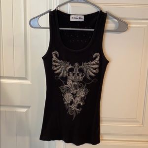 Le Lotus Bleu crown design tank top